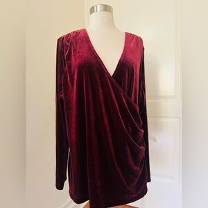 Susan graver velvet burgundy top Sz xl